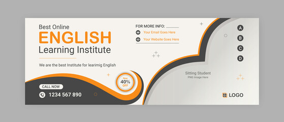 English learning institute social media banner design template for may educational institute - obrazy, fototapety, plakaty