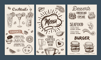Restaurant cafe menu, template design. Food flyer.	
