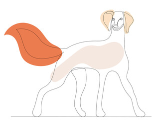 standing dog drawing by one continuous line