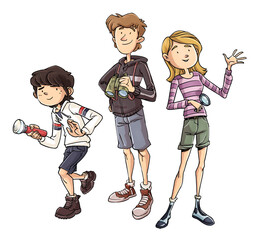 Illustration of young adolescents detectives