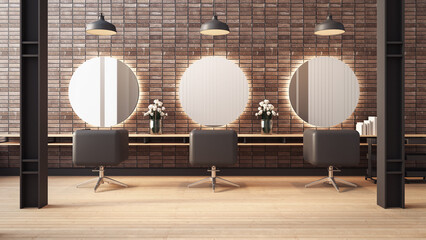 Loft Modern salon interior - 3D rendering - 511140576
