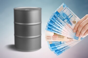 concept of selling minerals for Russian rubles. Earn money from mining gas and oil energy resources