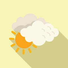 Sunny cloud icon flat vector. Rain forecast