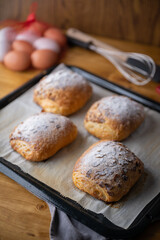 freshly baked almond croissants image
