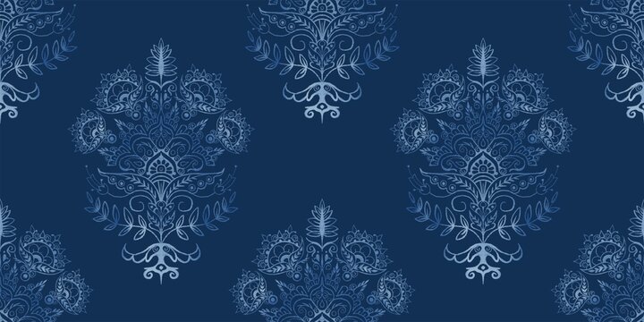 Paisley Blue Seamless Indian Pattern