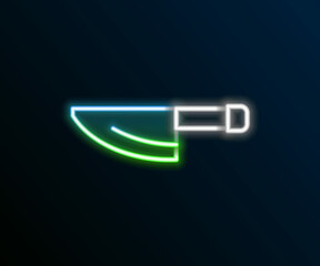 Glowing neon line Knife icon isolated on black background. Cutlery symbol. Colorful outline concept. Vector