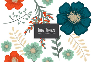 Fototapeta na wymiar Seamless Floral Pattern in vector. Background