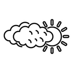 Sun under cloud icon outline vector. Rain forecast