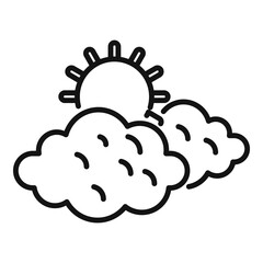 Sun cloudy icon outline vector. Cold sunshine