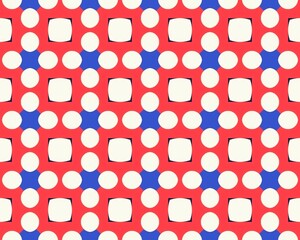 Fototapeta na wymiar Abstract geometric seamless pattern with colorful circles and rounded squares.