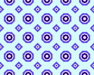 Seamless pattern in geometric blue color ornamental style