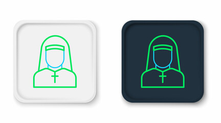 Line Nun icon isolated on white background. Sister of mercy. Colorful outline concept. Vector