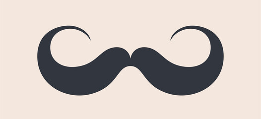 Black mustaches. Silhouette black vintage moustache isolated on white background. Symbol of Fathers day, sign for Barber Shop. Retro curly hipster moustaches, old fashion style. Vector illustration