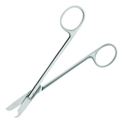 Littauer Scissors. These special surgical instrument are used for suture removal. Single object on a white background. Vector illustration.