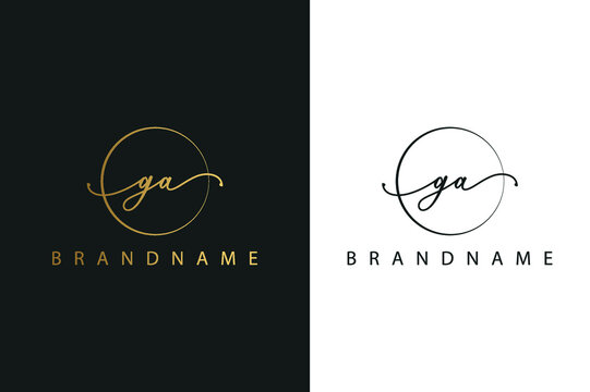 G A GA hand drawn logo of initial signature, fashion, jewelry, photography, boutique, script, wedding, floral and botanical creative vector logo template for any company or business.