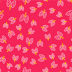 Line Lungs icon isolated seamless pattern on red background. Vector
