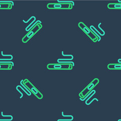 Line Cigar icon isolated seamless pattern on blue background. Vector