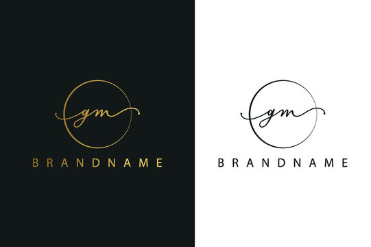 G M GM hand drawn logo of initial signature, fashion, jewelry, photography, boutique, script, wedding, floral and botanical creative vector logo template for any company or business.