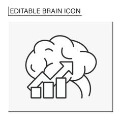  Brain line icon.Idea. Rating and graph. Neurology. Brainstorming concept. Isolated vector illustration. Editable stroke