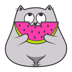 Doodle summer cute cat. Vector illustartion.