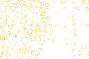 Golden air Bubbles, oxygen, champagne crystal clear isolated on white background modern design. Vector illustration of EPS 10.