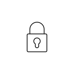 Interface of web site signs. Minimalistic outline symbol drawn with black thin line. Suitable for apps, web sites, internet pages. Vector line icon of lock