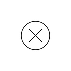Interface of web site signs. Minimalistic outline symbol drawn with black thin line. Suitable for apps, web sites, internet pages. Vector line icon of cross inside of circle