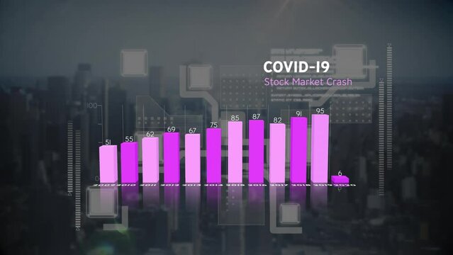 Animation of computer circuit board and data processing over cityscape - Powered by Adobe