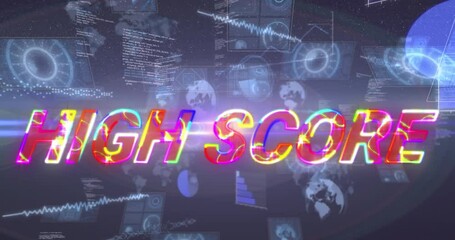 Animation of high score text over scope scanning and data processing - Powered by Adobe