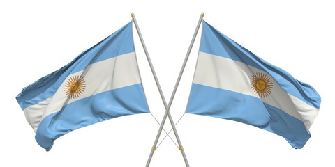 Two isolated flags of Argentina on light background. 3D rendering