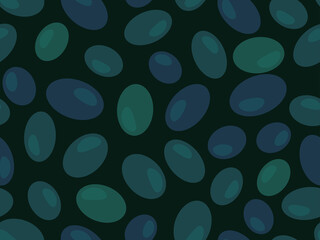 Olives seamless pattern. Olives on a dark background. Background design for printing on wrappers, packaging, fabrics and wallpapers. Vector illustration