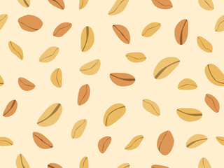 Peanut seamless pattern. Roasted peanuts. Background design for printing on wrappers, packaging, fabrics and wallpapers. Vector illustration