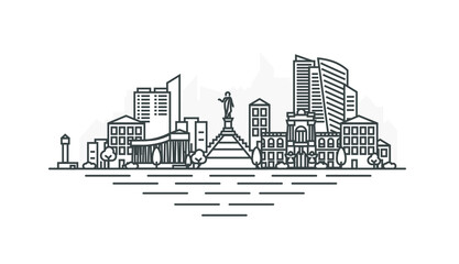 Odessa, Ukraine architecture line skyline illustration. Linear vector cityscape with famous landmarks, city sights, design icons. Landscape with editable strokes.