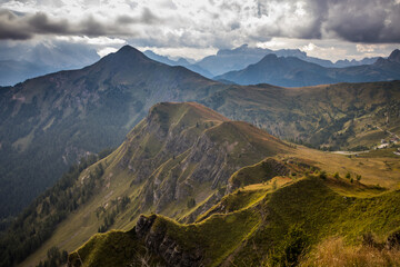 Clouds over the Giau Pass in the Dolomites