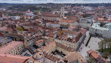 Obraz premium Arial , Birds Eye View Of The City Of Vilnius drone photography