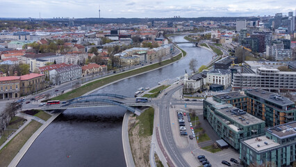 Obraz na płótnie Canvas Arial , Birds Eye View Of The City Of Vilnius drone photography