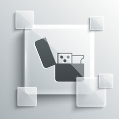 Grey Lighter icon isolated on grey background. Square glass panels. Vector