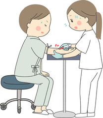 採血で失敗してしまう女性看護師