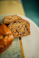 two mini loaf slices of banana almond bread	
