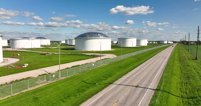Crude oil storage buildings midwest USA