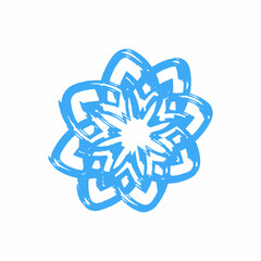 Snowflake Grunge Decor element for the designer Stamp Blue shape on white background Vector illustration
