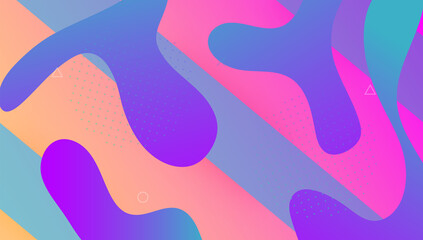 Fototapeta na wymiar Fluid Design. Tech Landing Page. Creative Composition. Flow Minimal Poster. Neon Journal. Graphic Page. Rainbow Shape. Blue Hipster Cover. Magenta Fluid Design
