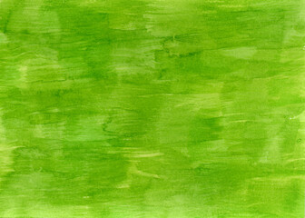 wet watercolor painting in green color on paper, background and texture