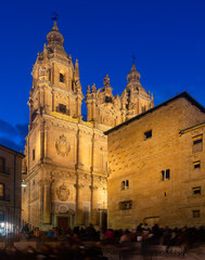 Fototapeta na wymiar View of Cathedral of Salamanca in night time. Castile and Leon. Spain