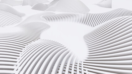 Abstract Curved Shapes. White Circular Background.