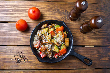 Meat pan with vegetables