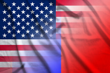 Fototapeta na wymiar USA and Mongolia state flag transborder relations MNG USA