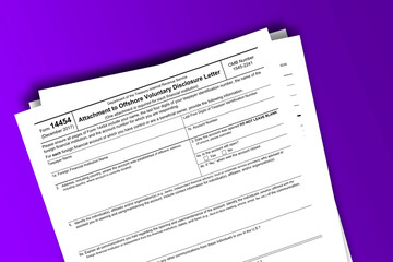 Obraz premium Form 14454 documentation published IRS USA 12.21.2017. American tax document on colored