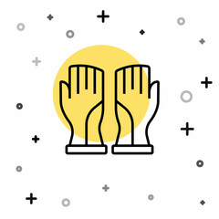 Black line Firefighter gloves icon isolated on white background. Protect gloves icon. Random dynamic shapes. Vector