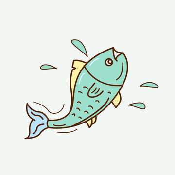 Fresh fish doodle vector illustration